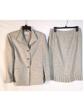 Le Suit Light Gray Tweed Women's Skirt Suit